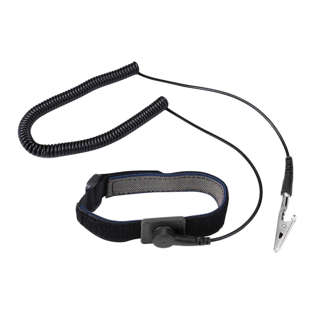 Anti Static Wrist Strap, 11" Anti Static Wristband Grounding Bracelet with Alligator Clip and Extendable Long Cable, Fits Wrist Circumference 6" to 8.5". [Black] (Regular Size)