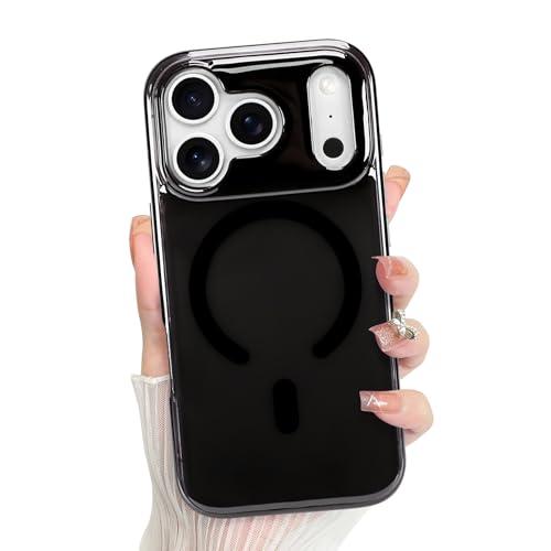 Bonoma for iPhone 17 Pro Case, Crystal Clear Back, Magnetic Support for MagSafe Shockproof Case, High-Duty Protection for Phone Cover -Black