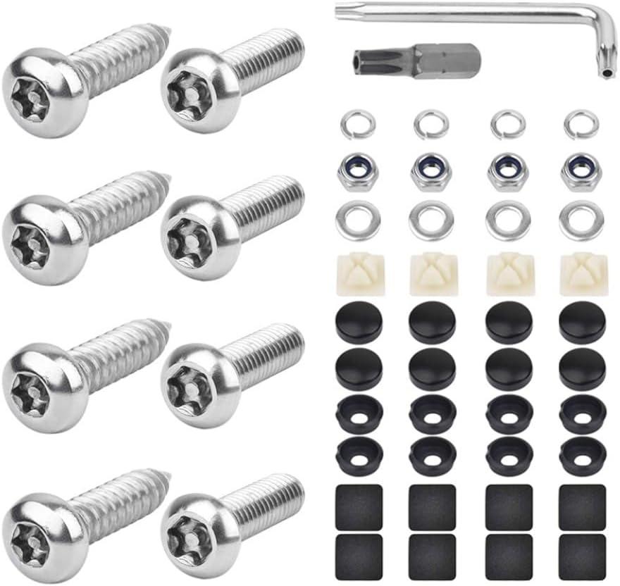 Car Anti Theft License Plate Screws,M6 Stainless Steel License Plate Bolts Kit for Fastening Licenses Plates to Avoid Theft,Practical Car Accessories Screws for Licenses Plates