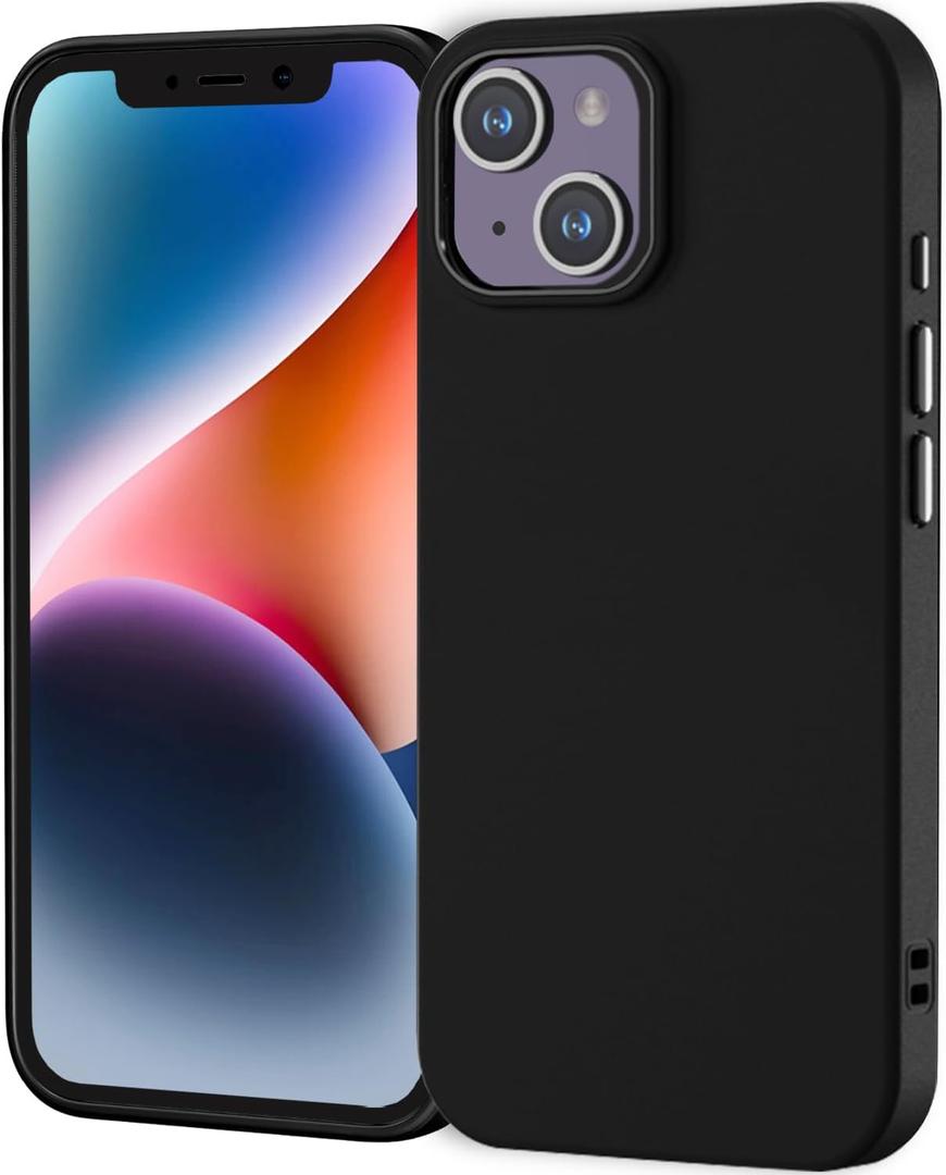TENOC Phone Case Compatible with iPhone 13 & iPhone 14, Black Case Anti-Fingerprint Protective Bumper Matte Cover for 6.1 Inch