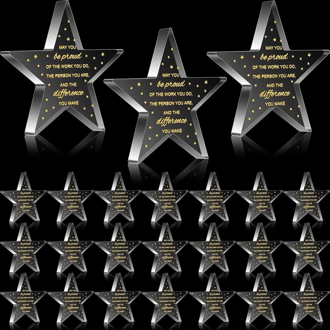 24 Pcs Employee Appreciation Awards for Coworker Acrylic Thank You Gifts Trophy Be Proud of The Work You Do Prizes for Colleague Retirement Farewell Motivational Gift (Pentagram)