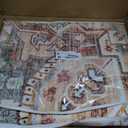 Washable Area Rug 9'x12' Red Khaki Retro Flowers Boho Design Non-Shedding Easy Care Ideal for High Traffic Areas in Living Room Bedroom Office Coffee Table Kitchen Large Carpet