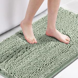 H.VERSAILTEX Microfiber Bath Rugs Chenille Floor Mat Ultra Soft Washable Bathroom Dry Fast Water Absorbent Bedroom Area Rugs, 24 x 42 - Inch, Sage