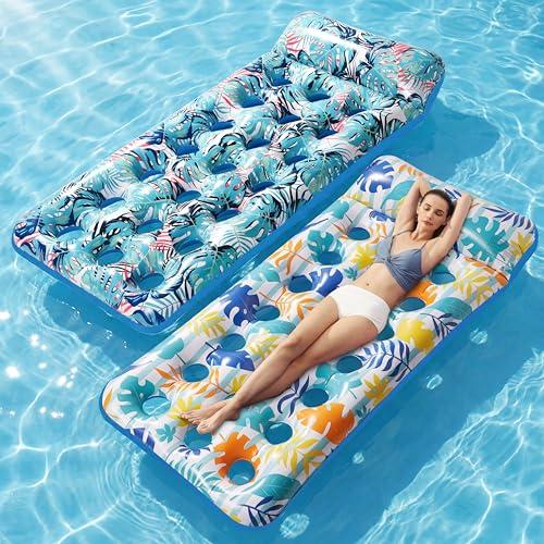 Stonful 1 Pack Inflatable Pool Float Mat, Giant Pool Floats Adult Size with Headrest, Lake Float Raft Water Lounger, Multi-Purpose Swimming Pool Floats for Pool Party, Summertime Beach, Outdoor