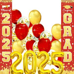 Graduation Decorations Red Gold 2025/USC Graduation Party Decorations Class of 2025 Congrats Grad Porch Sign Red Gold Balloons