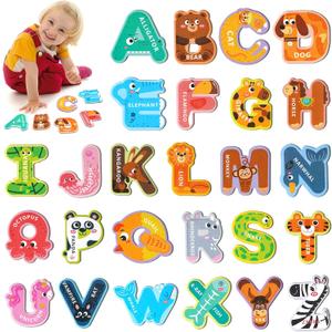 Magnetic Letters for Toddlers 1-3, 26PCS Cute Animal Alphabet Magnets Letters Learning Toys for Toddlers 1-3 Uppercase ABC Magnets for Refrigerator Best Gifts for Birthday Christmas Stocking Stuffers