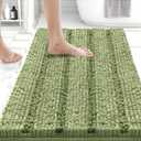 Bcoimo 24"17" Chenille Bath Mat  Non-Slip with Backing Bath Rug Ultra-Absorbent and Machine Washable Bathroom Mat Quick-Dry Design. Ideal for Bathroom and Tub Areas (Sage)