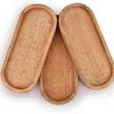Samhita Mango Oval Wood Tray Set of 3 Perfect for Food Holder/BBQ, Serve Cheese, Sushi, Holiday Snacks, and More. (12" x 5" x 0.75")