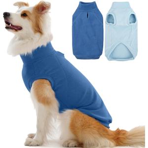 IECOii 2 Pack Dog Fleece Sweater Vest - Comfortable Sweaters Warm Winter Pet Coat, Sweatshirts with Leash Hole for Walking, Hiking & Camping, Machine Washable (Size XL,Dark Blue & Light Blue) (X-Large(Chest Girth: 19.3"))