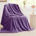 BEDELITE Fleece Throw Blanket for Couch & Bed - 3D Jacquard Decorative Purple Blanket, Super Soft and Cozy Warm Fuzzy Blanket All Seasons Suitable, 50x60Inches