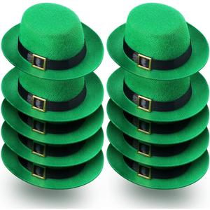 Civaner 10 Pieces Mini Leprechaun Hats Mini Party Hat with Buckle Green Top St. Patrick's Day DIY Decoration for St. Paddy's Day Dolls Craft Projects Birthday Party Wedding Family Gathering