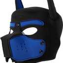 Pup Mask Adult The Dog Face Free Size Removable Neoprene Mask with Ten Colors (Black&blue)
