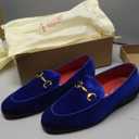 Men's Velvet Loafers Wedding Party Prom Homecoming Shoes (10, Blue)