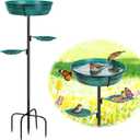Metal Bird Bath for Outdoor - Garden Bird Bath with Removable Bowl Heavy-Duty Base, Winter Birdbath Feeder Rust-Proof Birdbaths for Garden Yard Lawn Decor, Easy to Install(Green)