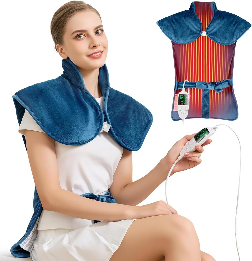 Mothers Day Gifts & Birthday Gifts for Mom Wife Men, Portable Heating Pad Heated Weighted Blanket for Neck, Shoulders & Back Extra Large 25"x37" Full Back Heating Pad Auto Shut-Off