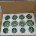 Vintage Ribbed Green Glass Candle Holders Set of 12, 3 Assorted Sizes for Pillar, Tealight & Votive Holders, Elegant Glass Candlestick Holders for Table Centerpiece Wedding Christmas Decor