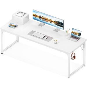 Coleshome 71 Inch Computer Desk, Modern Simple Style Desk for Home Office, Study Student Writing Desk, White (71 Inches)