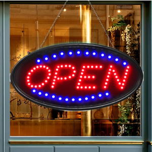 KEBE LED Open Sign, 19"x10" Bright High Visibility Advertisement Board Electric Display Sign Flashing Light for Business Walls Window Bar Shop Hotel, Two Modes