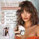 Lativ Brown Highlight Wigs for Women Short Wavy Curly Bob Wig with Bangs Shoulder Length 14 Inches Synthetic Hair for Daily Party Use