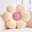 Ivory Flower Decorative Throw Pillows - Cute Daisy Shaped Plush Pillow, 14.9" Soft Floor Seat Cushion