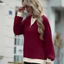 Women Sweatshirt Striped Crew Neck Oversized Long Sleeve Sweatshirt Color Block Loose Pullover (Medium)