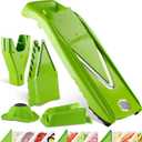 Brner Mandoline Slicer V5 (Professional Set) Adjustable Vegetable Slicer (7-piece) 10 Cutting Styles Kitchen Slicer incl. Docking Station Stainless Steel V-Blade Color: Green