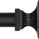 Curtain Rod 1 Inch, Wood Decorative Treatment Single Window Curtain Rods - Square Finials, Imitation Wood Grain 1 Pack (Black, 28-48)
