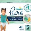 Pampers Pure Protection Baby Diapers, Size 5 (27+ lbs), 48 Count, Up to 100% Leakproof, Premium Plant-based Skin Protection, Hypoallergenic Soft Diapers