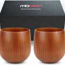 Handcrafted Wooden Whiskey Glasses Gift Set for Men  Set of 2 Old Fashioned Bourbon Cups with Luxury Gift Box | Break-Resistant, Unique Wood Grain | Idea Gifts for Father, Husband & Whiskey Lovers