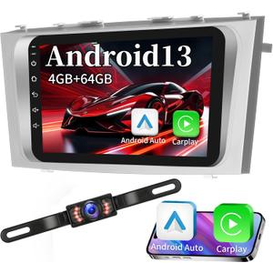4G+64G Android 13 Car Radio for Toyota Camry 2007 2008 2009 2010 2011, 9 Inch Touch Screen with GPS/FM/WiFi/USB, Support SWC, Wireless CarPlay Android Auto Head Unit