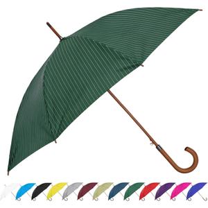 SoulRain 48" Large Umbrella –Windproof Stick Umbrellas for Rain, Automatic Open, Vintage Cane Navy Blue big Umbrella with Classic Wooden Handle,Open for 2 Persons adult,for Women & Men(Green Stripes)