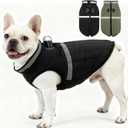 EXPAWLORER Dog Winter Coat Jacket, Thick Warm Waterproof Reflective Puppy Snowsuit with Harness Buit in, Pet Fleece Vest Soft Turtleneck with Zipper Cold Weather for Small Medium Dogs - Black, S