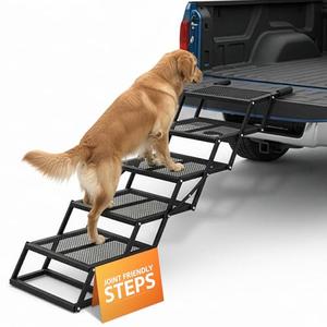 Foldable 5-Step Dog Stairs for Cars, Trucks & SUVs – Heavy-Duty Carbon Steel Pet Ladder Supports 230LB, Non-Slip Metal Mesh, Joint-Friendly Portable Ramp for Large & Small Dogs