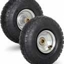 4.10/3.50-4 Pneumatic Tire, 10" Tire and Wheel, 2 Pack, with 2.2" Offset Hub, 5/8" Axle Bore Hole, Sealed Bearings, for Hand Truck Trolley Dolly Cart
