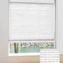 Cordless Bamboo Roman Shades, 28×64 in, Alpine Ivory | Wide Bamboo Strip Weaving Technique, High light-blocking capacity, High Level of Privacy Protection