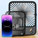 Warmco 10000mAh Portable Travel Fan 7-inch, Max 24H Runtime, Ultra-thin Quiet Rechargeable Battery Operated Desk Fan with Digital Display for Camping, Office, Bedroom, Cruise Essentials