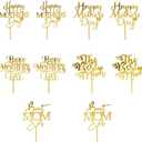 4 x 10 Pack Acrylic Gold Mother's Day Cake Topper,Mother's Day Mom's Birthday Party Dessert Decoration Supplies