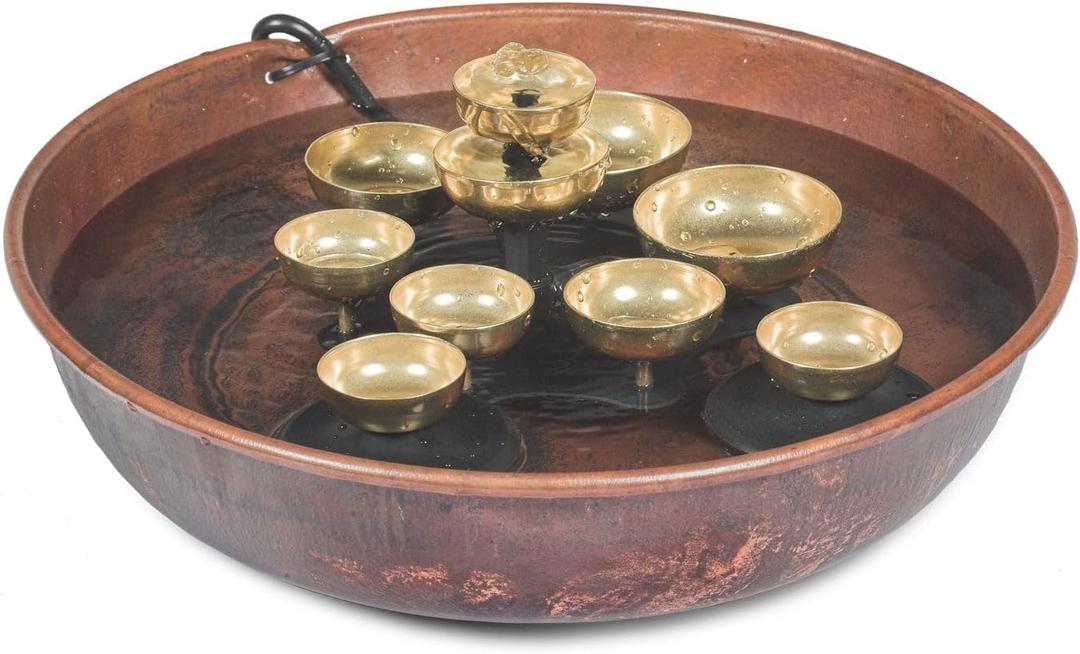 Woodstock Wind Chimes, Woodstock Water Bell Fountain Kit (16”) with Pump and Copper Bowl for Indoor Home Garden Decor Christmas/Hanukkah Gifts (WWBF2)