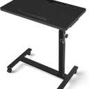 Eocnrhe Adjustable Overbed Bedside Table, Hospital Bed Table with Wheels, Portable Rolling Desk, Mobile Small Standing Desk, Rolling Laptop Stand, Computer Cart (23.62Inch)