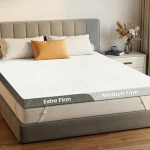 Extra Firm Mattress Topper King: Left Right Dual Firmness Mattress Pad, Medium & Extra Firm for Couple, High Density Foam for Pain Relief, Washable Cooling Cover, CertiPUR-US Certified, 80x76x3 Inch