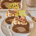 2 x Happy Birthday Cupcake Toppers, Glitter Pink, 12 Pieces, 2.95 x 4.33 inches, Cake Decorations (12, Golden -12 pack)