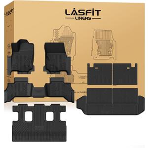 LASFIT Floor Mats for Toyota 4Runner 2025-2026 (Only Fit 7 Seats) | All Weather Custom Fit Anti-Slip TPE Floor Liners Accessories for 6th Gen 4Runner, 1st & 2nd Row & Cargo& Backrest Mats, Black