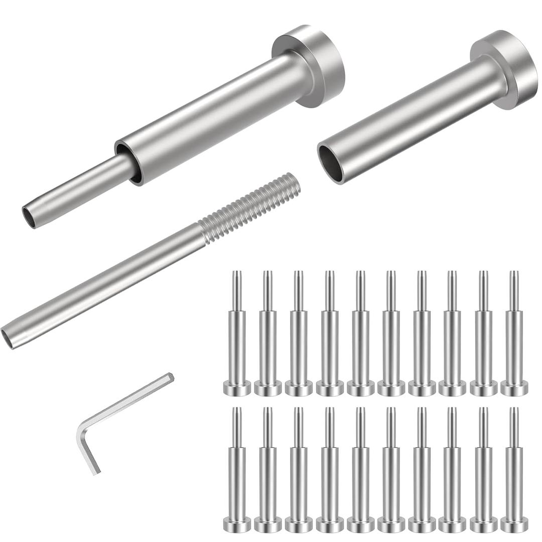 CKE 20 Pack Invisible Cable Railing Kit 1/8" Swage Tensioner Hardware and Terminal Hidden T316 Stainless Steel Invisible Receiver and Swage Stud End for 2"x2" 4"x4" Wood/Metal Post Deck Stairs CR31