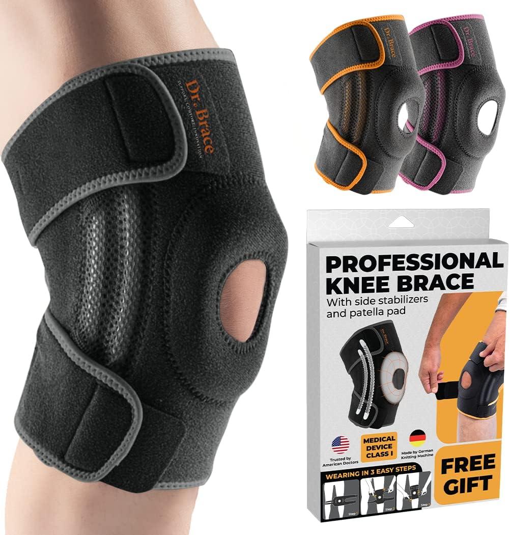 DR. BRACE ELITE Knee Brace with Side Stabilizers & Patella Gel Pads for Maximum Knee Pain Support and fast recovery for men and women-Please Check How To Size Video (Mercury, Medium)