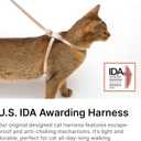 Cat Harness Escape-Proof Anti-Choking Adjustable Nylon Harness Lightweight with Anodized Aluminum Buckle, Ideal for Cats Outdoor Walking and Training, IDA Award (Vivid Red, S (13.8"))