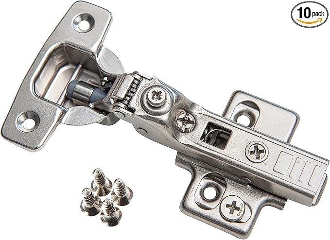 Soft Close Cabinet Hinge Set. 10 Frameless Half Overlay Cabinet Hinges for Kitchen Cabinets with Adjustable Closing Speeds.