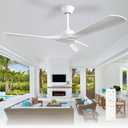 Depuley Ceiling Fan Without Light: 52 Inch 3 Blade Outdoor Fans for Patios - White Ceiling Fan No Light Indoor Remote Control Ultra Quiet DC Motor Reversible 6 Speed Timer