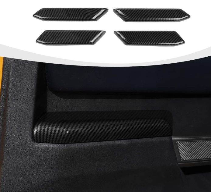 4pcs RAZPOY for Bronco Door Inner Handle Panel Cover Compatible with 2021-2023 Ford Bronco Carbon Fiber Interior Accessories 4-Door