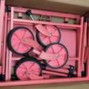Collapsible Wagon Cart, 380LBS Heavy Duty Utility Wagons with All-Terrain Wheels, Foldable Grocery Carts for Gardening, Shopping, Beach, Camping,Pink