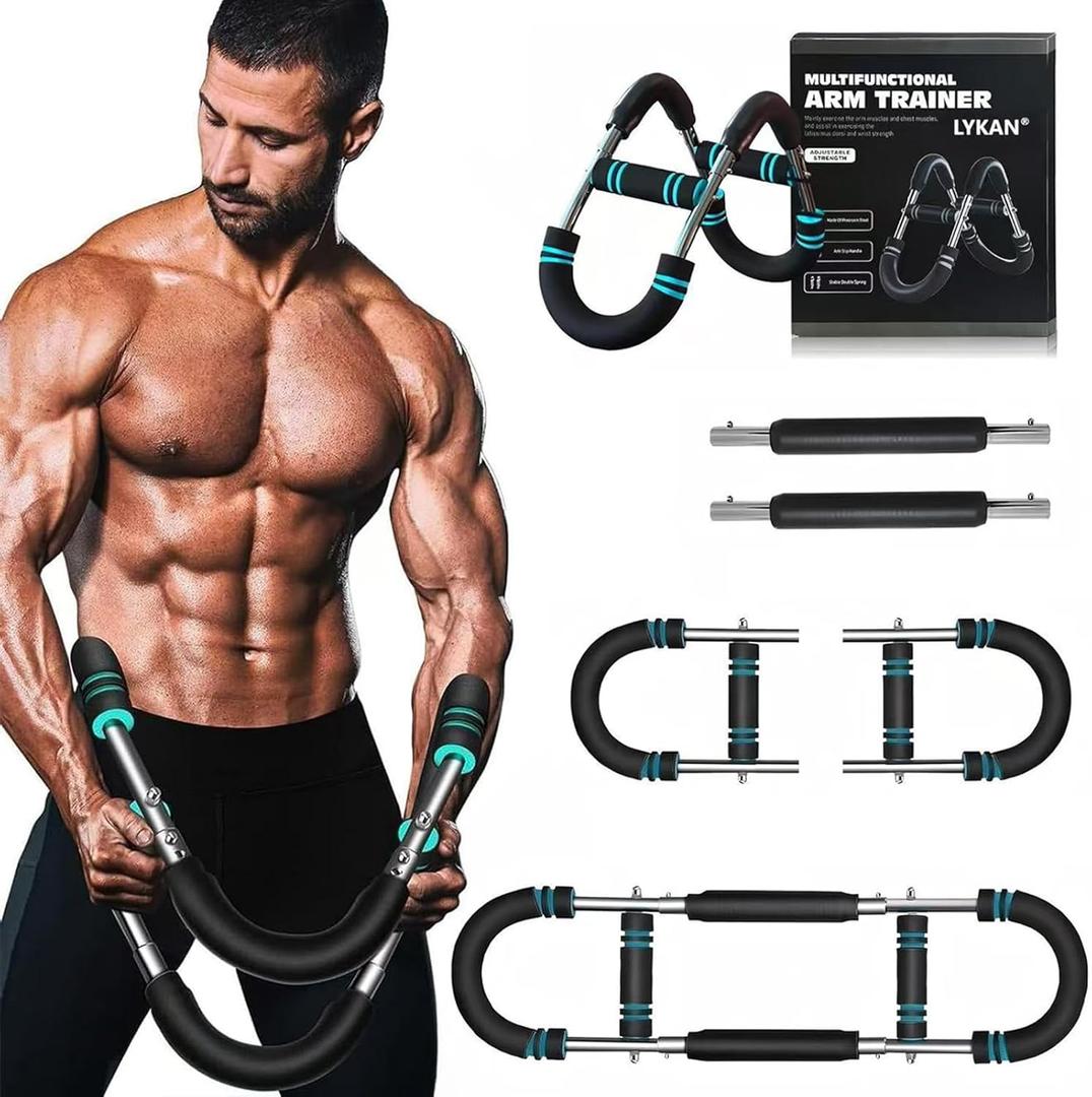 LYKAN Twister Arm Trainer, 40-100lb Adjustable Chest Workout Equipment, Arm Trainer, Twister Arm Trainer, Portable Power Twister Bar, Detachable Design Fitness Anywhere (BLUE)